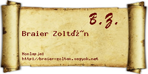 Braier Zoltán névjegykártya